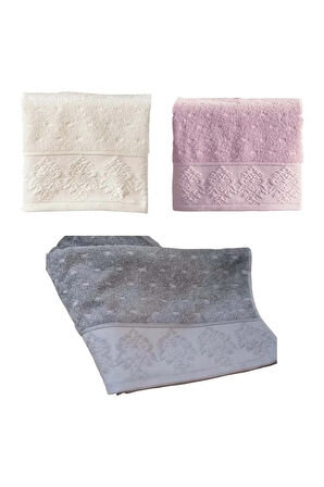 3lü Set Pamuklu El-yüz Havlusu (50x85)-heritage Pembe+krem+gri