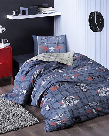 Özdilek Lisanslı Fitted Çarşaflı Tek Kişilik Çocuk Nevresim Tak-Avengers Heroes Lacivert