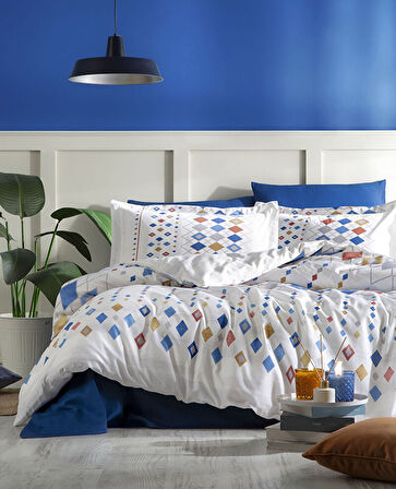 Özdilek Ranforce Tek Kişilik Nevresim Takımı-Color Silices Mavi