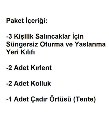 Mandaş Süngersiz 3 Kişilik Salıncak Minder Seti (Pamuklu Kumaş)-Gri YENİ