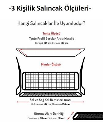 Mandaş Süngersiz 3 Kişilik Salıncak Minder Seti (Pamuklu Kumaş)-Gri