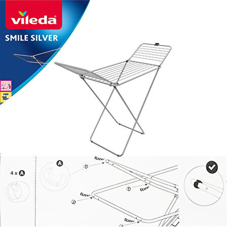 Vileda Çelik Çamaşır Kurutmalık-Smile Silver (18m Asma Kapasitesi)