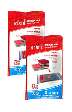 Brillant Vakumlu Hurç, 6lı Set, 2 Adet 55x90 + 4 Adet 80x100