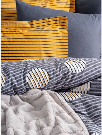 Cotton Box Çift Kişilik Trim Battaniyeli Nevresim Takımı Smooth Gri
