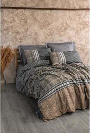 Cotton Box Ranforce Toprak Çift Kişilik Nevresim Takımı Tımbre Antrasit