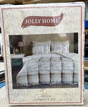 Jolly Home 4 Mevsim Çift Kişilik Kapitoneli Nevresim Takımı-Melina Taş Kahve