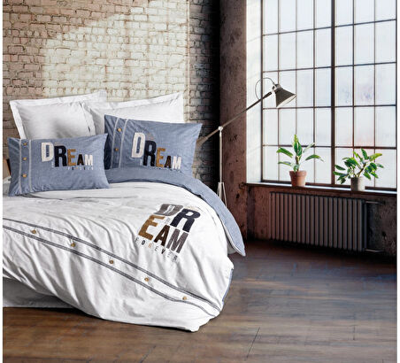 Cotton Box Ranforce Mood Nakışlı çift kiş. nevresim takımı Forover Gri