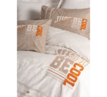 Cotton Box Ranforce Mood Nakışlı çift kiş. nevresim takımı Cool Kahve