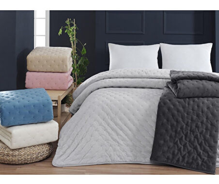Aksu Soft Vienna Çift Kişilik Yatak Örtüsü Seti (220x240)-Kemik