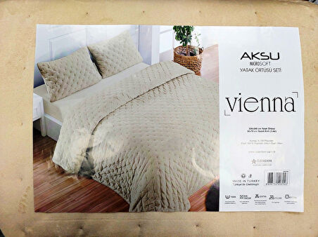 Aksu Soft Vienna Çift Kişilik Yatak Örtüsü Seti (220x240)-Mocha