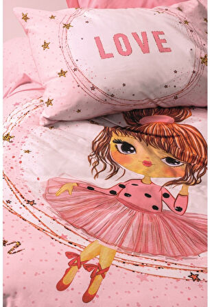 Cotton box Junıor Ranforce Tek Kişilik Nevresim Takımı lastikli çarşaflı Jerry pembe