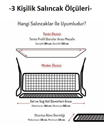 Mandaş Süngerli 3 Kişilik Salıncak Minder Seti (Pamuklu Kumaş)-Gri YENİ