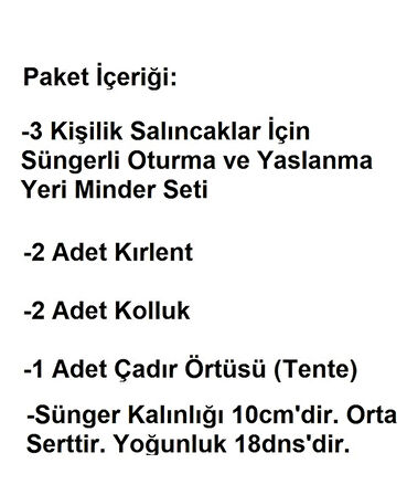 Mandaş Süngerli 3 Kişilik Salıncak Minder Seti (Pamuklu Kumaş)-İngiliz Gülü Pembe