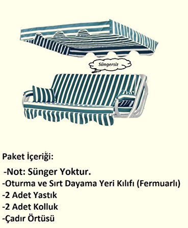 Mandaş Süngersiz 2 Kişilik Salıncak Minder Seti (Pamuklu Kumaş)-Yeşil