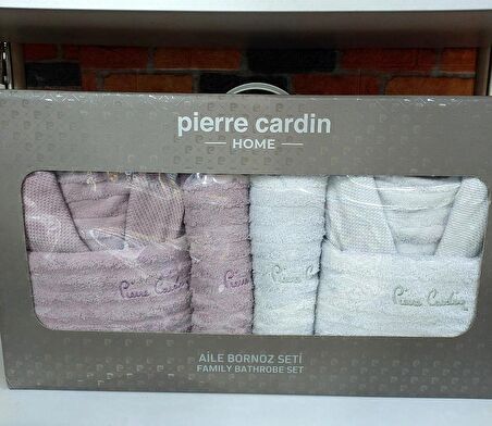 Pierre Cardin 6 Parça Jakarlı Aile Bornoz Seti-Wave Soft Lila Gri