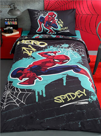 Özdilek Lisanslı Fitted Çarşaflı Tek Kişilik Çocuk Nevresim Takımı-Spiderman Street Gri