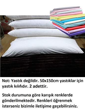 2 Adet Karı Koca Yastık Kılıfı, Uzun Maxi Boy Yastık Kılıfı (50x150)-Karışık Renkli