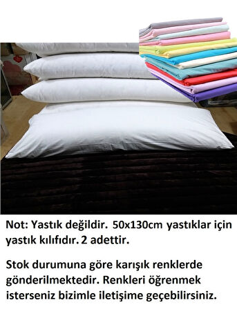 2 Adet 50x130 Karı Koca Yastık Kılıfı, Uzun Yastık Kılıfı (50x130)-Karışık Renkli