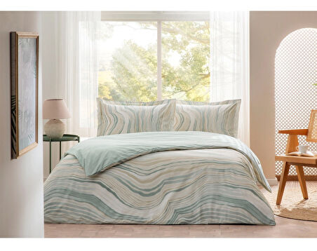 Özdilek Ranforce Çift Kişilik Nevresim Takımı-Natural Marble Mint