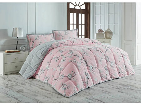 Merinos Comforter Set, Çift Kişilik Yorgan Seti (220x240)-Eylül Gri