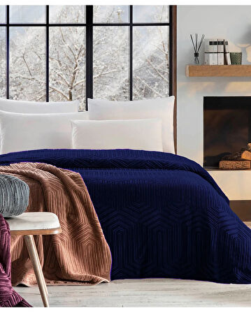 Özdilek Prestige Kalın Embos Çift Kişilik Battaniye (220x240)-Lacivert