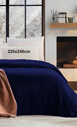 Özdilek Prestige Kalın Embos Çift Kişilik Battaniye (220x240)-Lacivert