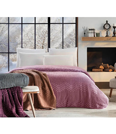 Özdilek Prestige Kalın Embos Çift Kişilik Battaniye (220x240)-Lila