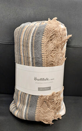 Özdilek Pamuklu Dizüstü Tv Battaniye (130x170)-Striped Camel