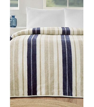 Özdilek Prime Tek Kişilik Battaniye (155x215)-Marine Line Bej