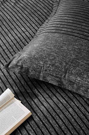 Özdilek Ranforce Lastikli Çarşaflı Tek Kişilik Nevresim Takımı-Noir Antrasit