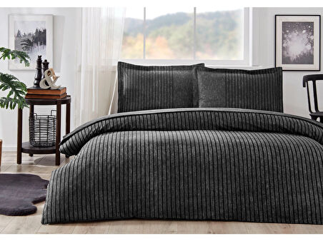 Özdilek Ranforce Lastikli Çarşaflı Tek Kişilik Nevresim Takımı-Noir Antrasit