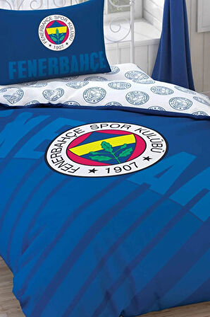 Taç Taraftar Lisanslı Ranforce Çarşafı Lastikli Tek Kişilik Nevresim Takımı-Fenerbahçe Lacivert Logo