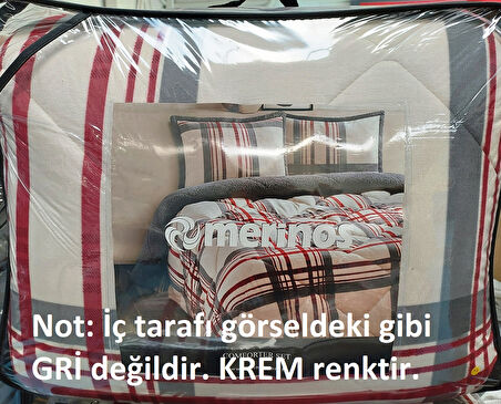 Merinos Comforter Set, Tek Kişilik Yorgan Seti (160x240)-Wera Kırmızı (İçi Krem)