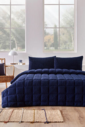 Özdilek Lacivert Nova Yorgan (Yastıksız) Sherpa Battaniye Dokulu Çift Kişilik (195x215)