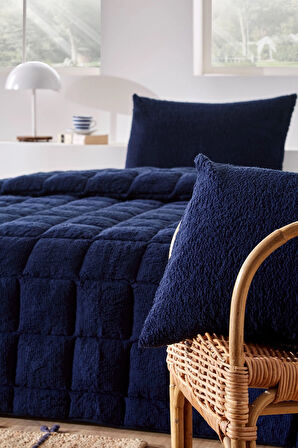 Özdilek Lacivert Nova Yorgan (Yastıksız) Sherpa Battaniye Dokulu Çift Kişilik (195x215)