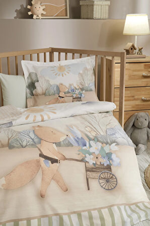 Özdilek Ranforce Bebek Beşik Nevresim Takımı-Petit Jardinier Yeşil