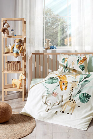 Özdilek Ranforce Bebek Beşik Nevresim Takımı-Jungle Krem