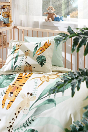 Özdilek Ranforce Bebek Beşik Nevresim Takımı-Jungle Krem