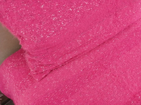 Tavşan Tüyü El Dokuma Yumuşak Dokulu Tek Kişilik Yatak Örtüsü (160x240)-Pembe