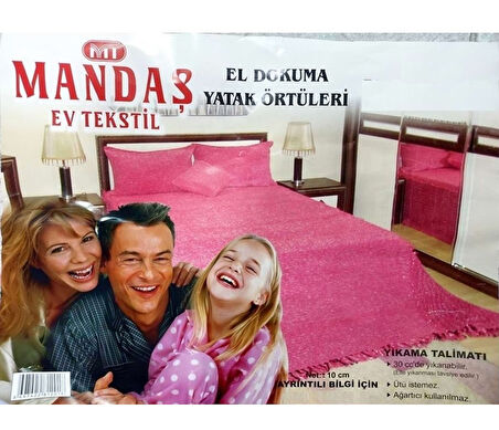 Tavşan Tüyü El Dokuma Yumuşak Dokulu Tek Kişilik Yatak Örtüsü (160x240)-Pembe
