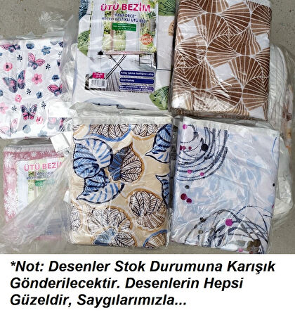 2li Ütübezim Lastikli Isıya Dayanıklı Keçe Lamineli Ütü Masası Kılıfı, Ütü Bezi (140x50)