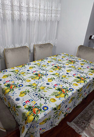 Limon Portakal Desenli 3D Dikdörtgen Masa Örtüsü (160x200)