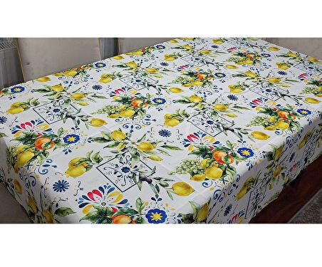 Limon Portakal Desenli 3D Dikdörtgen Masa Örtüsü (160x200)