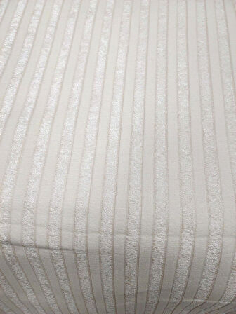 Süngerli Kadife Gofre Çizgili Kaymaz Koltuk Örtüsü (170x210)-Krem