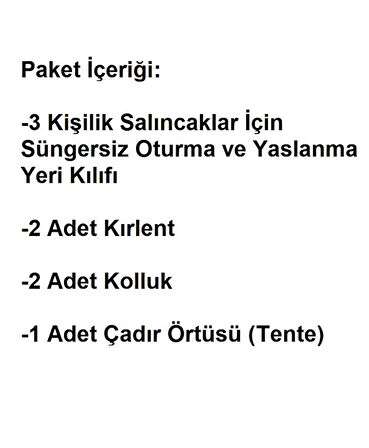 Mandaş Süngersiz 3 Kişilik Salıncak Minder Seti (Pamuklu Kumaş)-Yeşil Krem