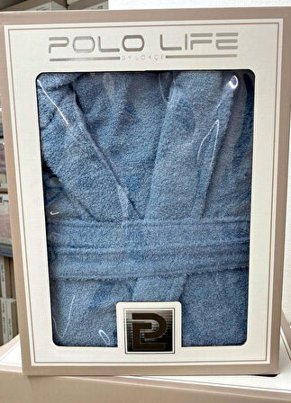 Polo Life Kutulu %100 Pamuk Tek Bornoz Şalyaka-K.Mavi (XXL Beden)