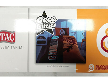 Taç Taraftar Lisanslı Ranforce (Gece Işıldayan) Çarşafı Lastikli Tek Kişilik Nevresim Takımı-Galatasaray Şanlı Aslan