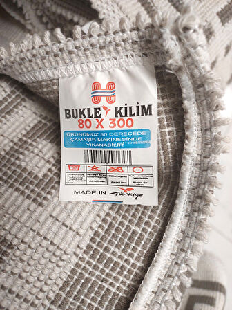 Pamuklu Bukle Lüks Kilim, Yolluk (80x300)-Luma Kreme Kahve