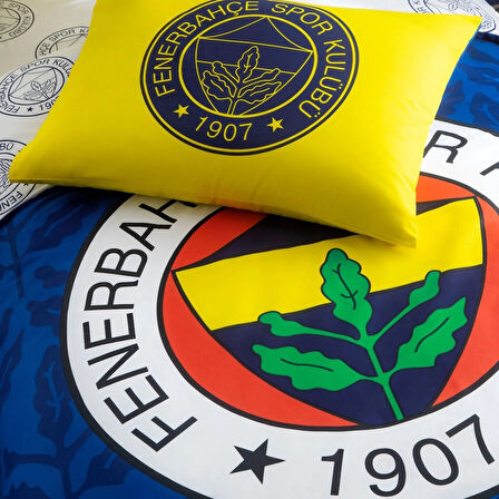 Taç Taraftar Lisanslı Ranforce Çarşafı Lastikli Tek Kişilik Nevresim Takımı-Fenerbahçe Palamut