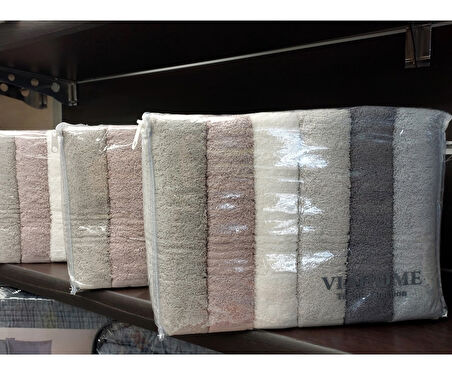 Via Home 6lı El Havlusu Seti, Delta Ağır Jakarlı Çantalı (50x90)